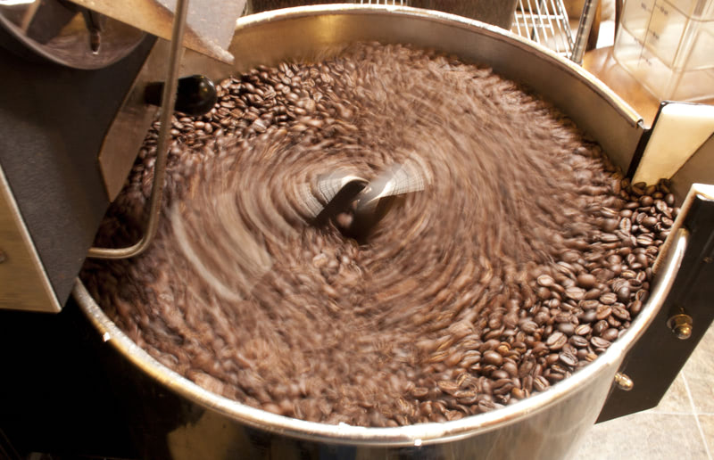 Beans in Coffee Roaster